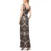 Womens Embroidered Side-Slit Gown Dress, Black, 8