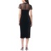  Women’s Illusion-Yoke Velvet Dress, Black, 4