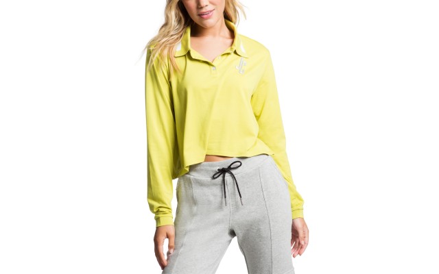 Cropped Collared Shirt, Taffy Lime, X-Large