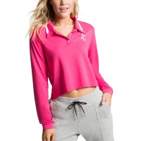 Juicy Couture Womens Cropped Collared Shirt, Pink, Medium