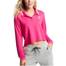 Juicy Couture Womens Cropped Collared Shirt, Pink, Medium