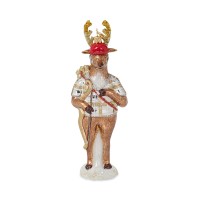 Juliska Country Estate Reindeer Games Cupid the Reindeer Glass Ornament, Wine/Gold