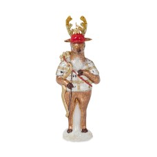 Juliska Country Estate Reindeer Games Cupid the Reindeer Glass Ornament, Wine/Gold