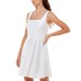 Women’s Square-Neck Fit & Flare Dress, White, Medium