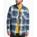  Mens Jean Long Sleeve Plaid Shirt, Small, Blue