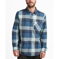 Junk Food Mens Jean Long Sleeve Plaid Shirt, Small, Blue