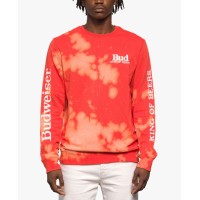 Junk Food Men’s King of Beers Long Sleeve Crew Neck Fleece Sweater, Red, Large