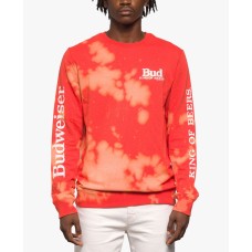 Junk Food Men’s King of Beers Long Sleeve Crew Neck Fleece Sweater, Red, Large