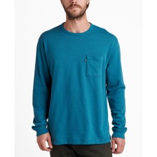 Junk Food Men’s Porter Long Sleeve Boxy Pocket T-Shirt, Navy, Small