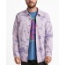  Mens Tie-Dye Point Collar Button-Down Shirt, Lavender Frost, Medium