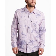 Junk Food Mens Tie-Dye Point Collar Button-Down Shirt, Lavender Frost, Medium