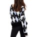 Just Polly Juniors Distressed Argyle Sweater, Black, Medium