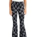 Just Polly Juniors’ Printed Flare-Leg Pants, Black/M