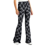 Just Polly Juniors’ Printed Flare-Leg Pants, Black/M