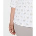  Plus Size Foil-Print 3/4-Sleeve Top, White, 0X