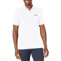 Karl Lagerfeld Paris Men’s Casual Short Sleeve Pima Cotton Polo T-Shirt, White, Small