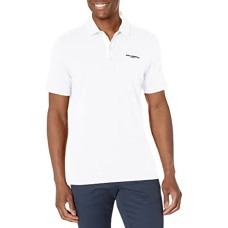 Karl Lagerfeld Paris Men’s Casual Short Sleeve Pima Cotton Polo T-Shirt, White, Small