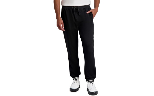 Mens Contrast Trim Joggers, Black, XL