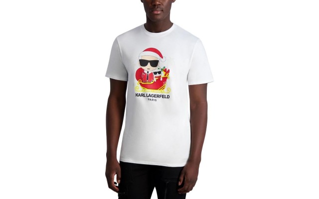  Mens Holiday Crewneck T-Shirt, White, XXL