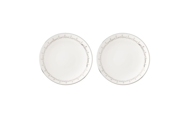  Key Court 2-Piece Tidbit Plate Set, White