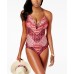  Hidden Paradise Push-Up Tummy-Control Tankini Top, Burgundy, Small
