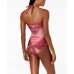  Hidden Paradise Push-Up Tummy-Control Tankini Top, Burgundy, Small