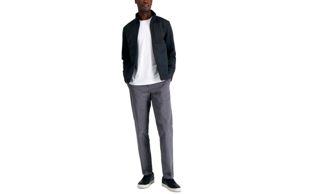  Reaction Men Slim-Fit Stretch Corduroy Pants, Charcoal, 36×30