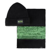 Kenneth Cole Reaction Men’s Neon Beanie and Scarf Set, Black