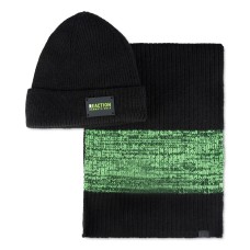 Kenneth Cole Reaction Men’s Neon Beanie and Scarf Set, Black