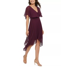 Kensie Womens Chiffon Pleated Dress, Purple/4