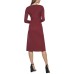  Womens Rib-Knit A-Line Midi Dress, Maroon, Small