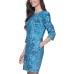  Womens Soft Corduroy Printed Dress, Blue/6