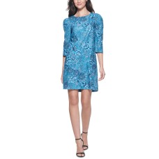 Kensie Womens Soft Corduroy Printed Dress, Blue/6