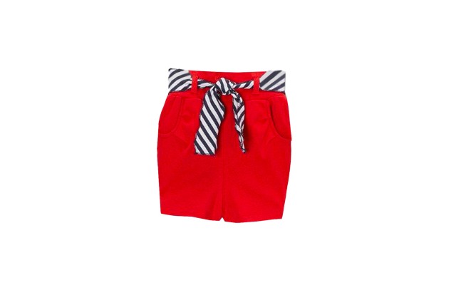  Girls Casual Beach Nautical Shorts – Soft Cotton Pull-On Closure Two Pockets, 8, Crimson