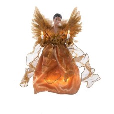 Kurt Adler 13-Inch Ul 10-Light Gold African American Angel Treetop