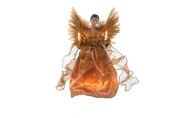  13-Inch Ul 10-Light Gold African American Angel Treetop