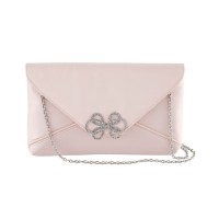 La Regale Womens Pink Embellished Clutch Crossbody Handbag Purse Small , Pink