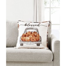 Lacourte Blessed Truck Harvest Pumpkins Decorative Pillow, 20″ x 20″, Multi