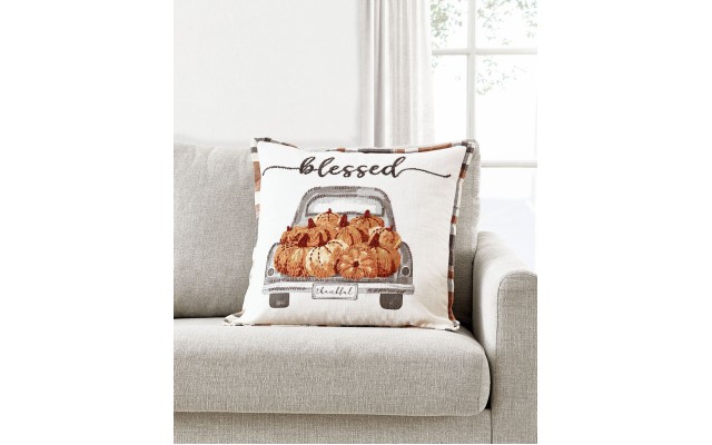  Blessed Truck Harvest Pumpkins Decorative Pillow, 20″ x 20″, Multi