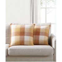 Lacourte Brandon Plaid 2 Pack Decorative Pillows, 20″ x 20″, Yellow