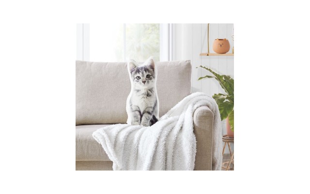  Frenchie Cat Shaped Decorative Pillow, 12X18, Gray