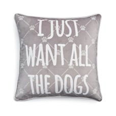 Lacourte I Just Want All the Dogs 18 x 18 Toss Decorative Pillow, Gray