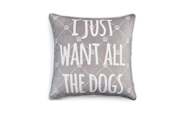  I Just Want All the Dogs 18 x 18 Toss Decorative Pillow, Gray