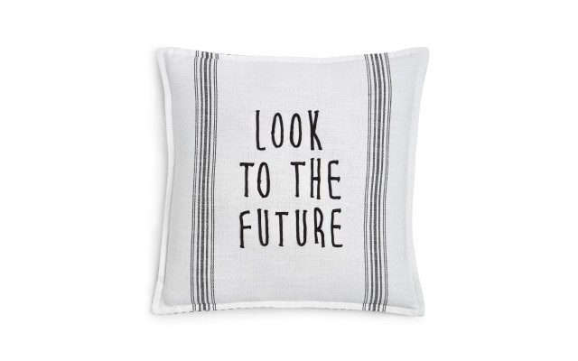  Look to the Future 20″ Square Decorative Pillow, White/Black