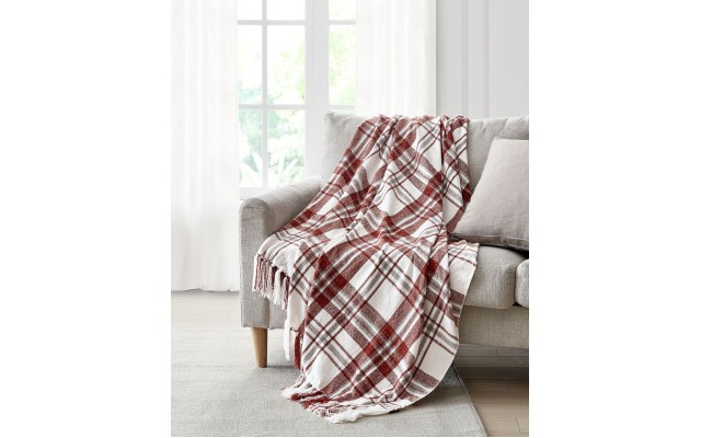  Rania Grey Plaid Throw Grey Throw, 50″ x 60″