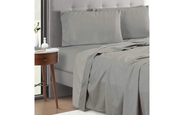  Microfiber Sheet Set, Queen, Light Gray
