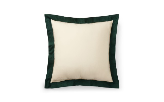  Allie European Pillow Sham, Ivory/Green, 26×26