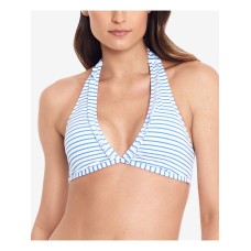 Lauren Ralph Lauren Bengal Stripe Halter Bikini Top, Blue-White, 14