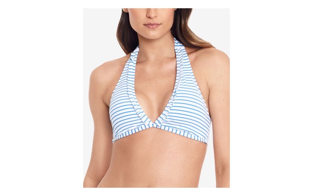 Lauren Ralph Lauren Bengal Stripe Halter Bikini Top, Blue-White, 14