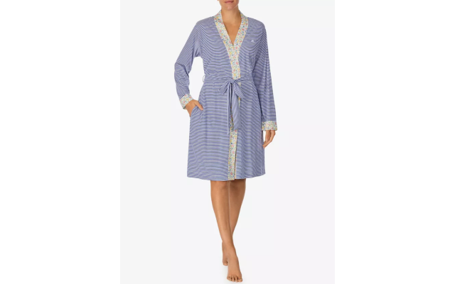  Contrast-trim Striped Wrap Rob Blue Stripe Small